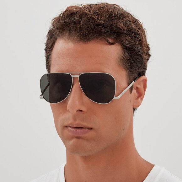 NWT SAINT LAURENT MEN SILVER SUNGLASSES - Picture 1 of 4